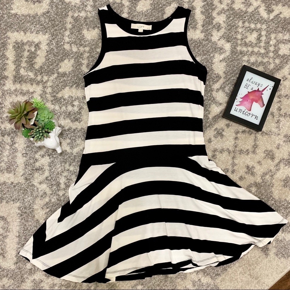 Ann Taylor LOFT Black/White Stripe Summer Dress